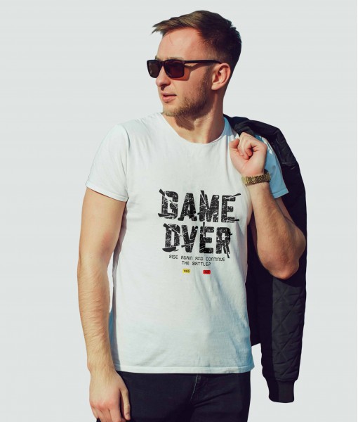 Мъжка тениска с щампа Текст и надписи GAME OVER YES OR NO